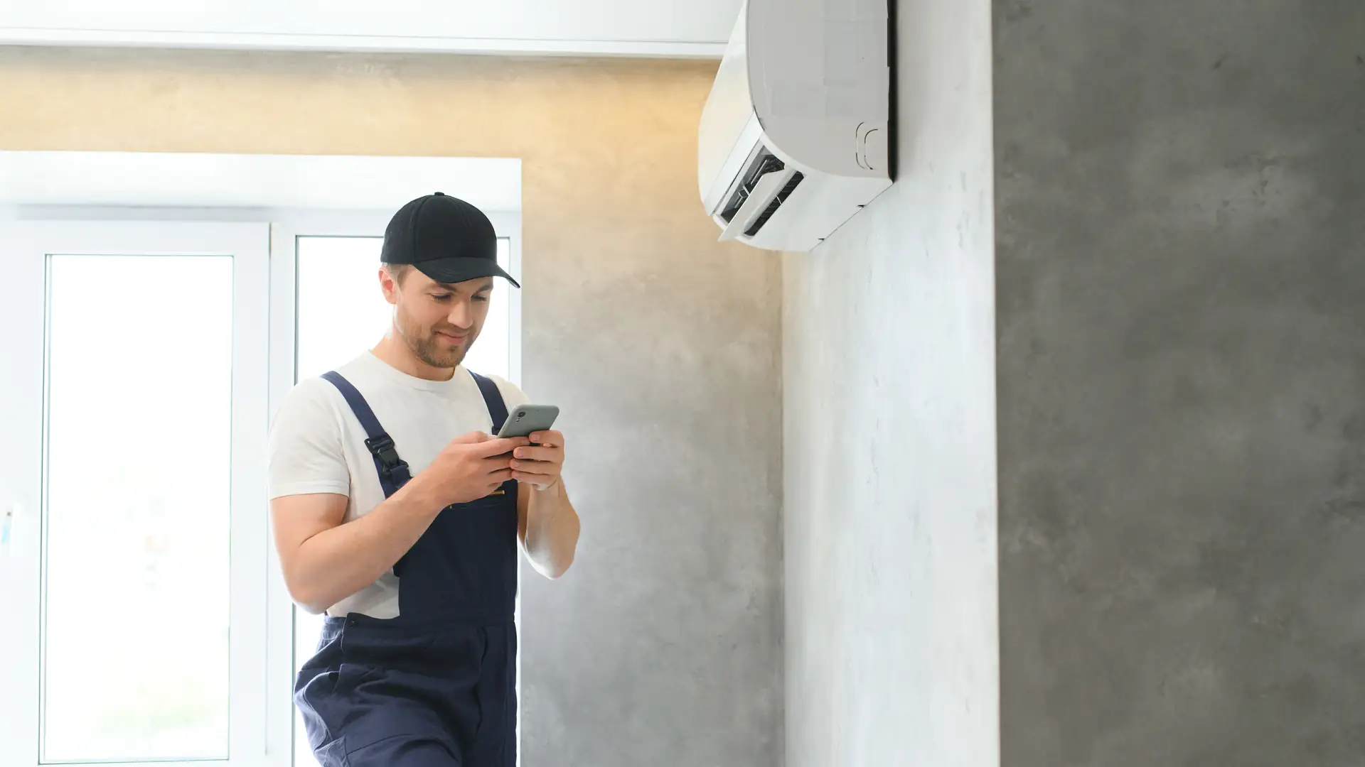 Installateur vérifiant une unité fraîchement posée à Cannes